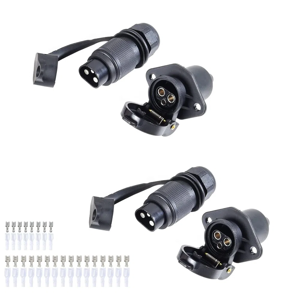 2 Piezas x Enchufe Remolque 3 Pines Y Zócalo Remolque 3 Pines 12V, Conector 3 Pines Impermeable Remolque, Adaptador Enchufe Remolque Conector 3 Pines, Para Tractor Camión RV Remolque(2 Piezas)