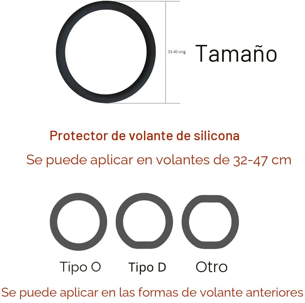 Protector de volante de silicona antideslizante ultrafina, funda protectora universal para volante de coche, negro