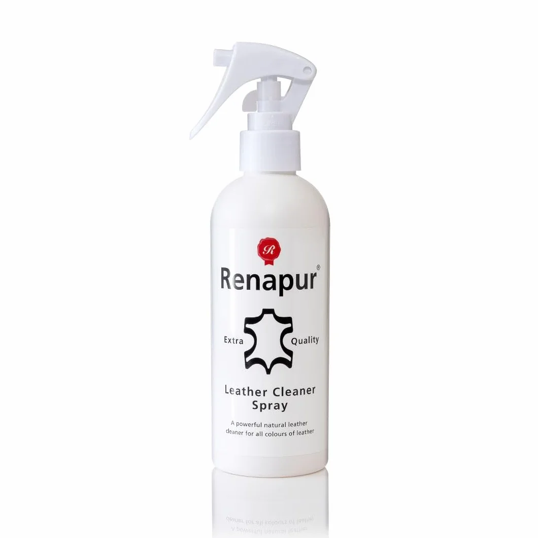 Renapur Spray Limpiador Natural de Cuero 250 ml Fórmula de Limpieza Profunda para Sofás Interiores de Coche Calzado Ropa y Sillas de Montar - La presentación Puede Variar