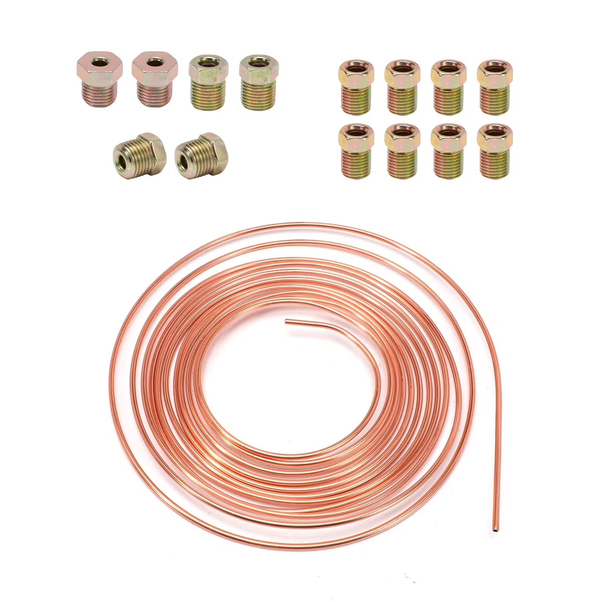 Tubo de freno 7,6 m, Manguera de freno Recubrimiento de aleación de cobre OD 4,75 mm, kit de conducción general de freno de 3/16 pulgadas de repuesto para automóviles con 16 tuercas