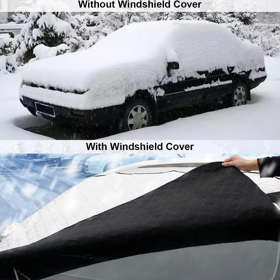 JNNJ Protector De Parabrisas, Protector Parabrisas Hielo Nieve, Funda Plegable Parabrisa Delantero, Cubre Parabrisas Universal Impermeable Rayos UV, Cubreparabrisas para Coche Furgoneta(190x126cm)