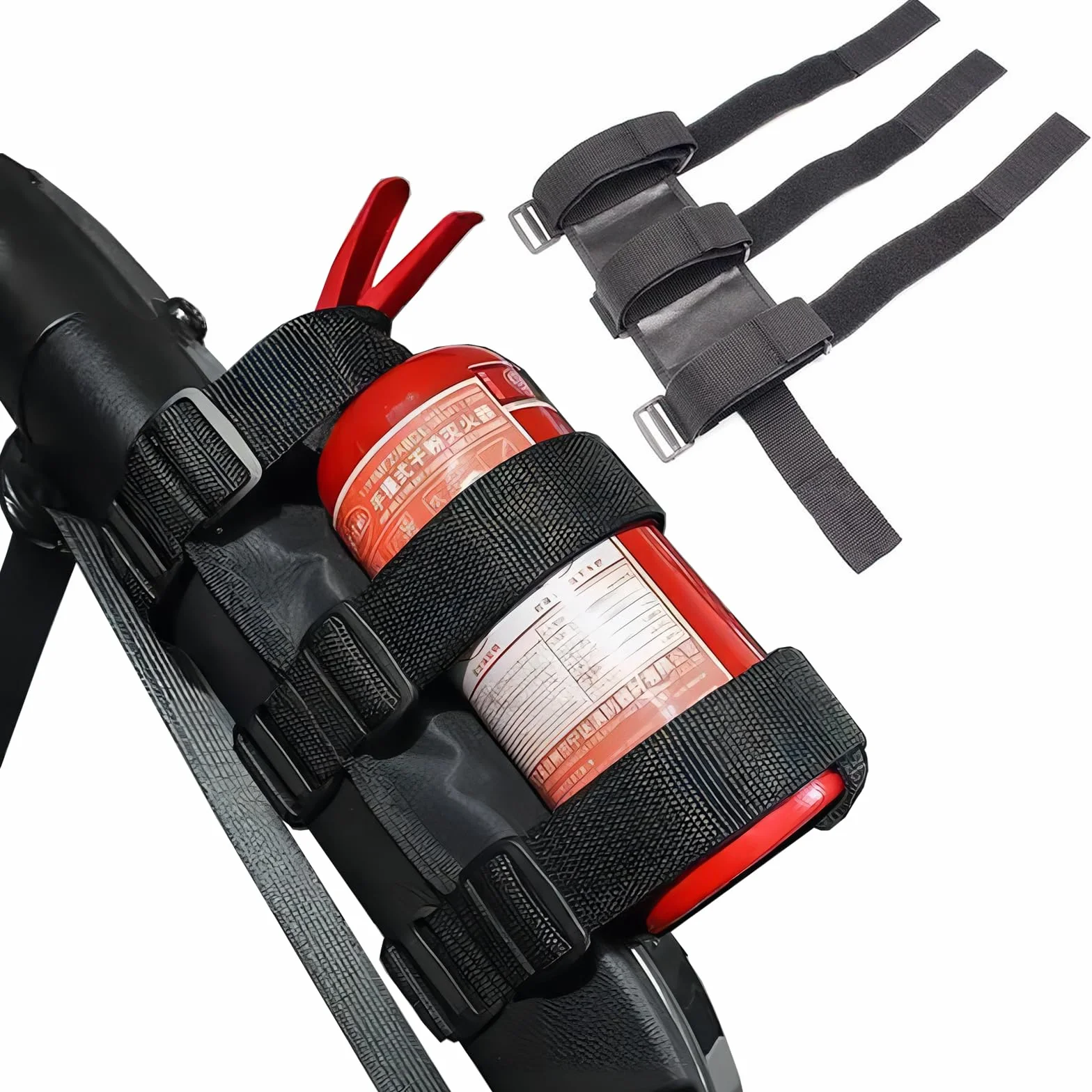 2 soportes para extintor de incendios de barra antivuelco de coche, correa de montaje ajustable de repuesto para Jeep Wrangler Polaris Ranger, Can Am Maverick, etc. (negro y rojo)