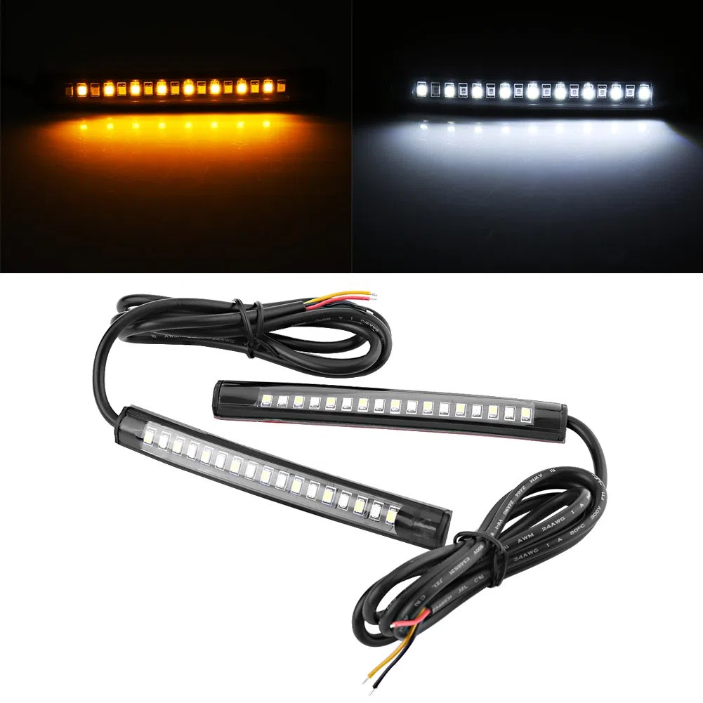 Keenso 17 tiras de luces LED SMD flexibles universales 2x12V Luces de freno de coche Intermitente Luz Trasera Banda Luminosa para Moto Bicicleta Coche RV