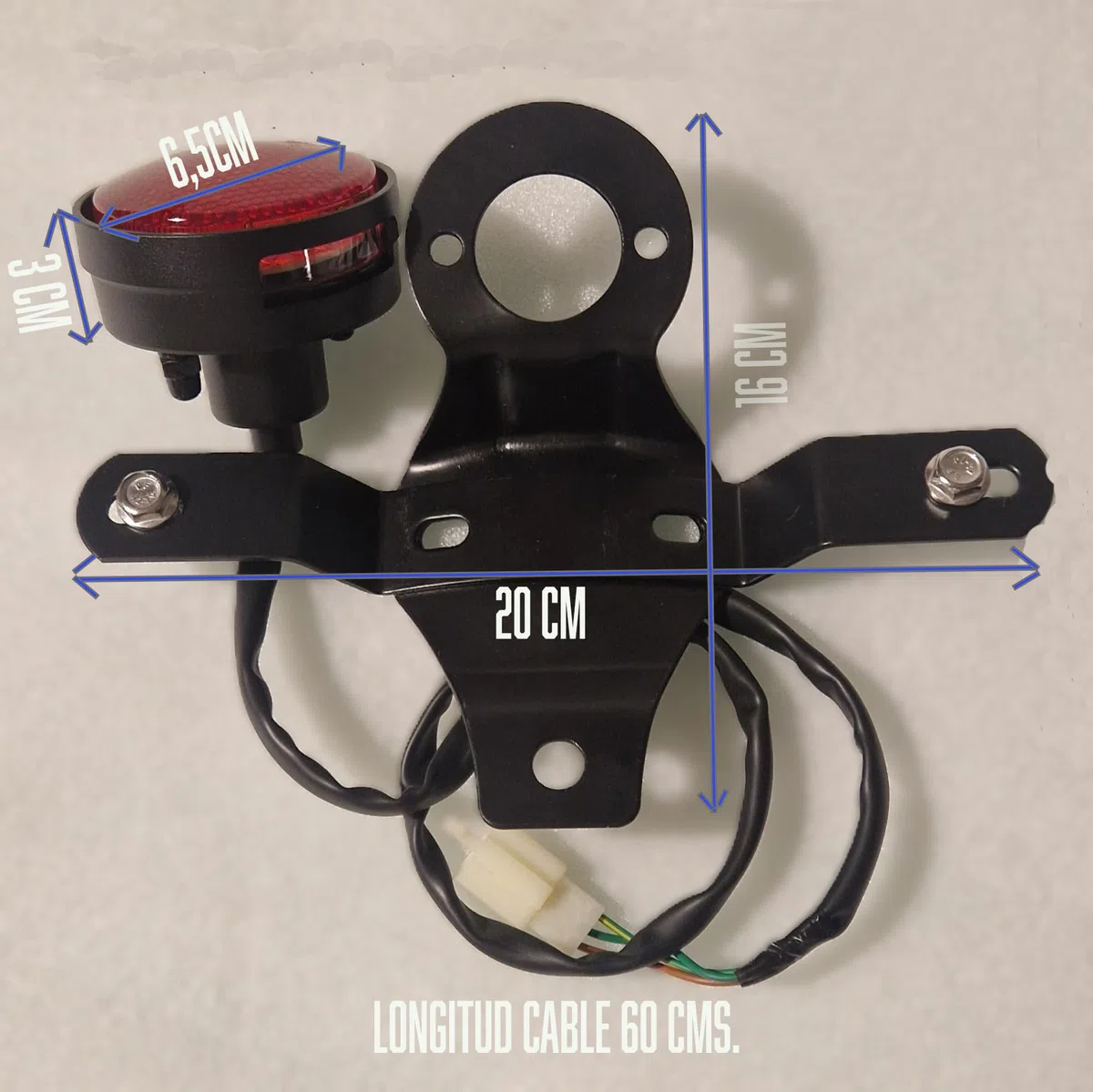 Nuar,Piloto Trasero para Moto, Luz de Matrícula, Incluye Soporte y Tubo Termorretráctil para Conexión,Luz led, Homologado, para Todo Tipo de Motos, Custom, Retro, Café Racer,Scrambler,Bobber.