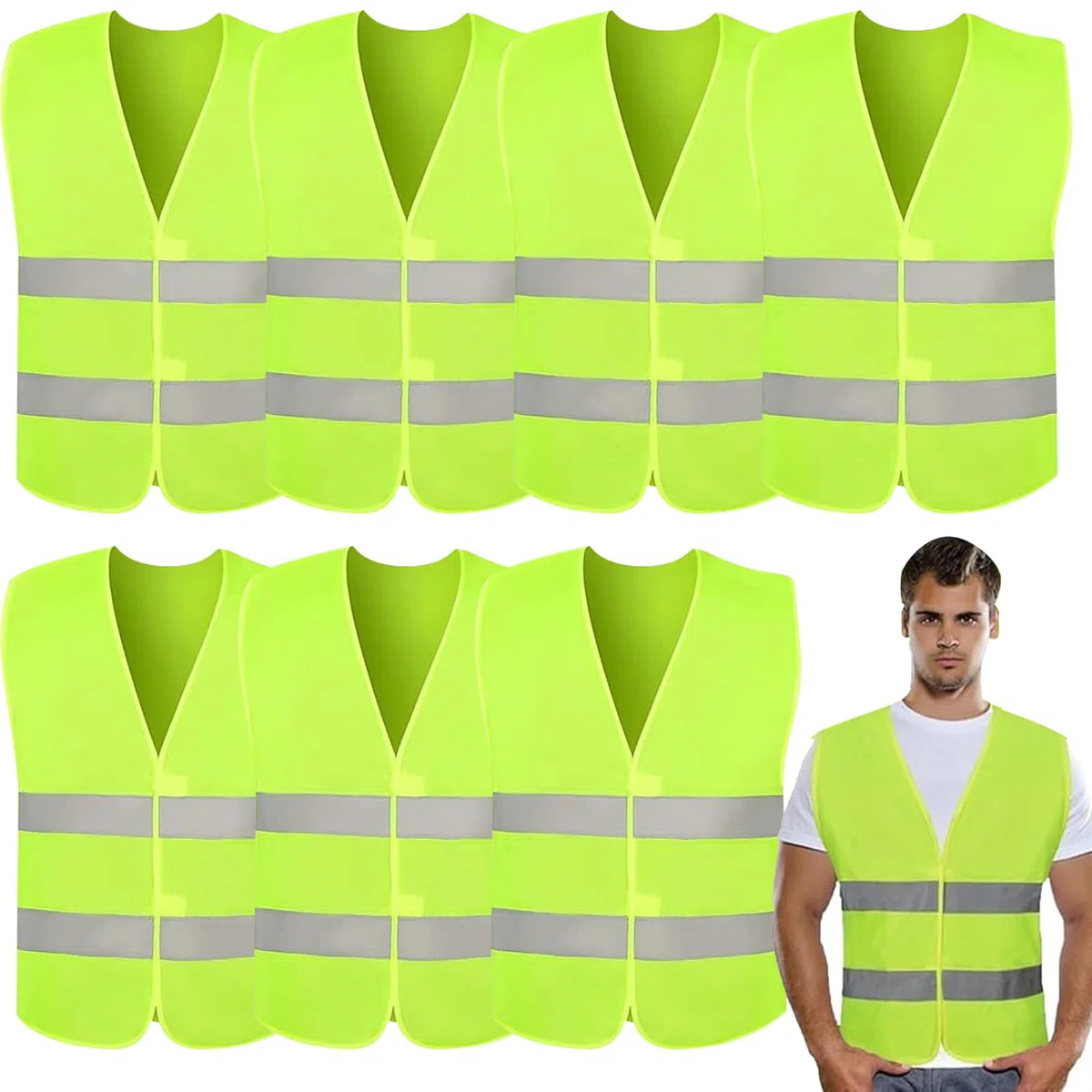 20 Piezas Chaleco Reflectante, Amarillo Chaleco de Seguridad de Alta Visibilida, Chaleco Trabajo Unisex para Correr Moto Bicicleta Conductor Limpiadores (20)