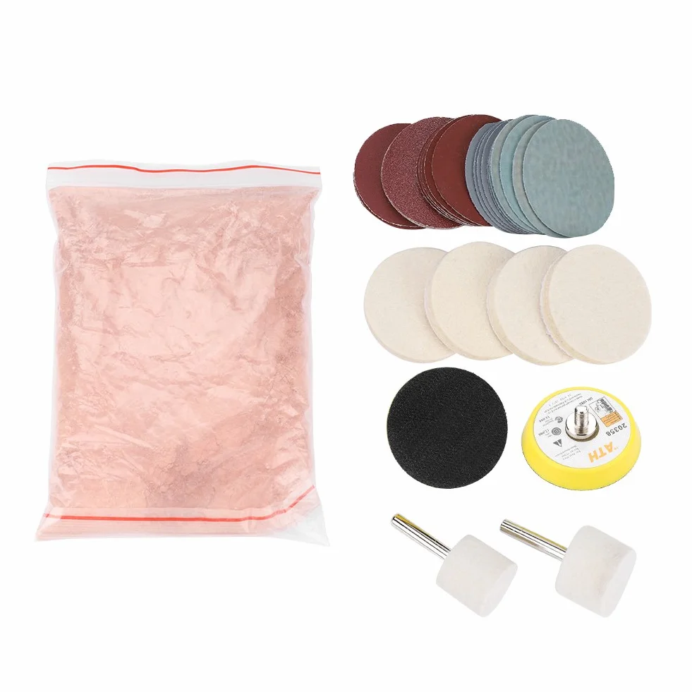 Kit de pulido de vidrio, kit de eliminación de arañazos de vidrio, polvo de pulido de óxido de cerio, almohadilla de disco de pulido con adaptador de taladro Disco abrasivo de vidrio para parabrisas