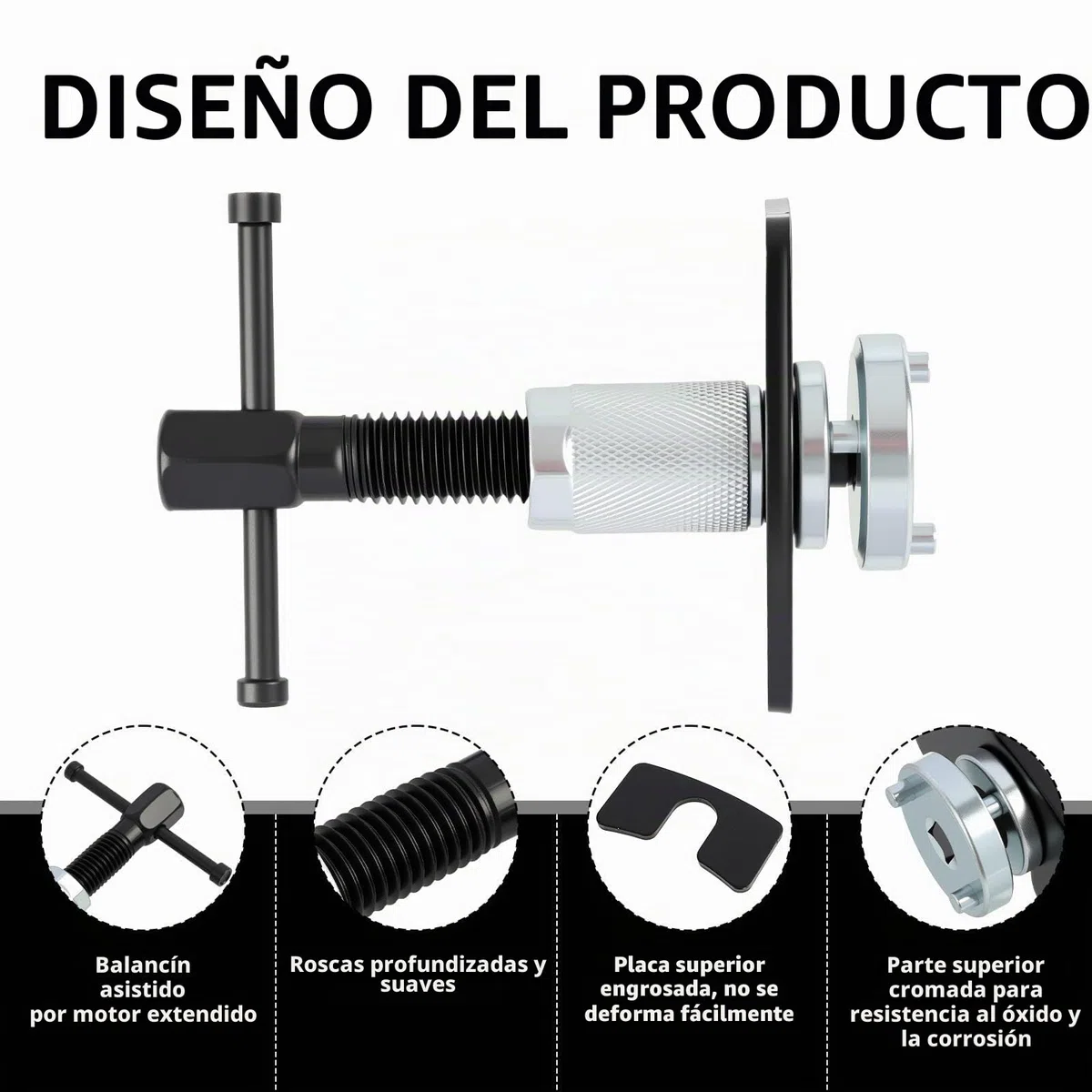3 Piezas, Juego de Herramientas Reposicionador de Pistones de Freno, Reposicionador de Pistones de Freno, Separador de Pastillas de Freno, Kit de Compresión para Calipers de Freno en Acero de Vanadio