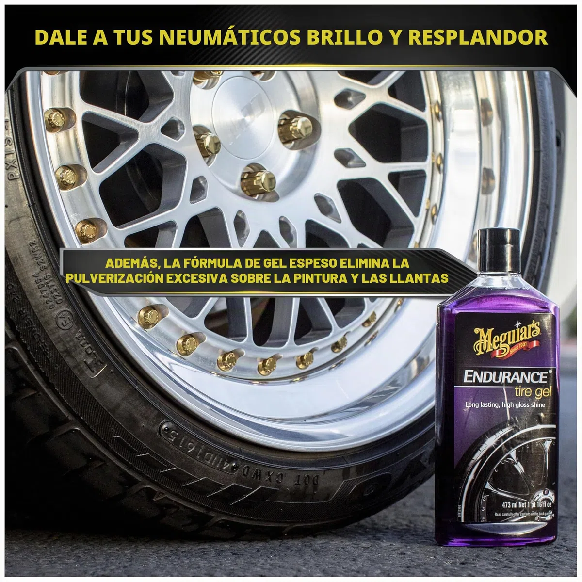 Meguiar's G7516EU Endurance Tire Gel - Abrillantador de neumáticos, 473 ml.
