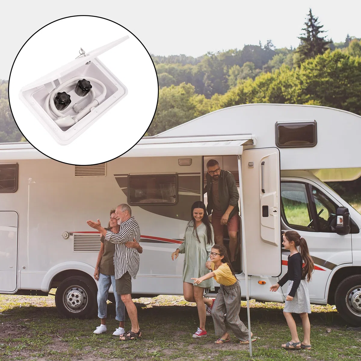 Ducha Para Autocaravana, Ducha Para Acampar Kit De Duchas Al Aire Libre Caja De Duchas Para Autocaravana Con Interruptor De Agua FríA Y Caliente Y Cabezal Para Caravana Marina Blanco
