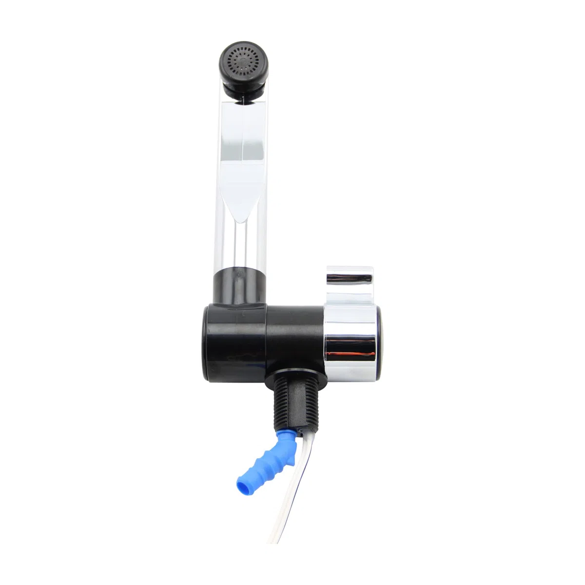 Grifo de agua con interruptor automático | Agua para cocina, baño, caravana, catering (negro/cromo)