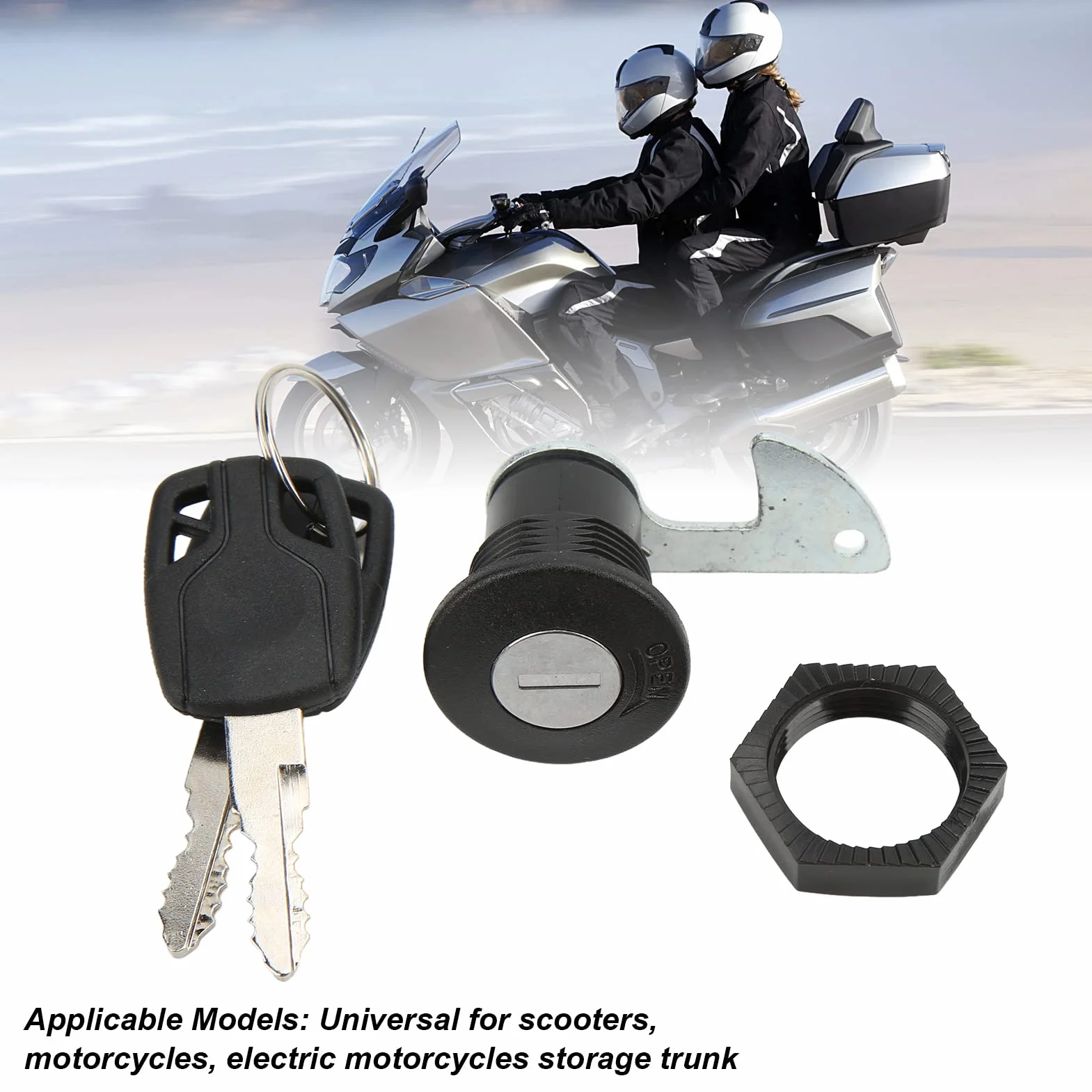 Cerradura Trasera para Maletero de Motocicleta, Akozon Universal Cerradura de Cola de Ajuste de Scooter Aluminio Plástico para Baúl de Almacenamiento de Motocicletas Eléctricas(#2)