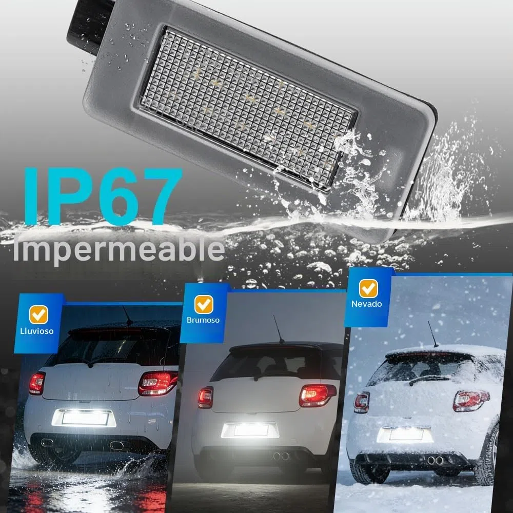 2 piezas LED luz de placa de matricula para Peugeot 207CC 208 308 II 308CC 508 2008 3008 5008 para Citroen C3 C5 III C4 Cactus Picasso II Grand Picasso II