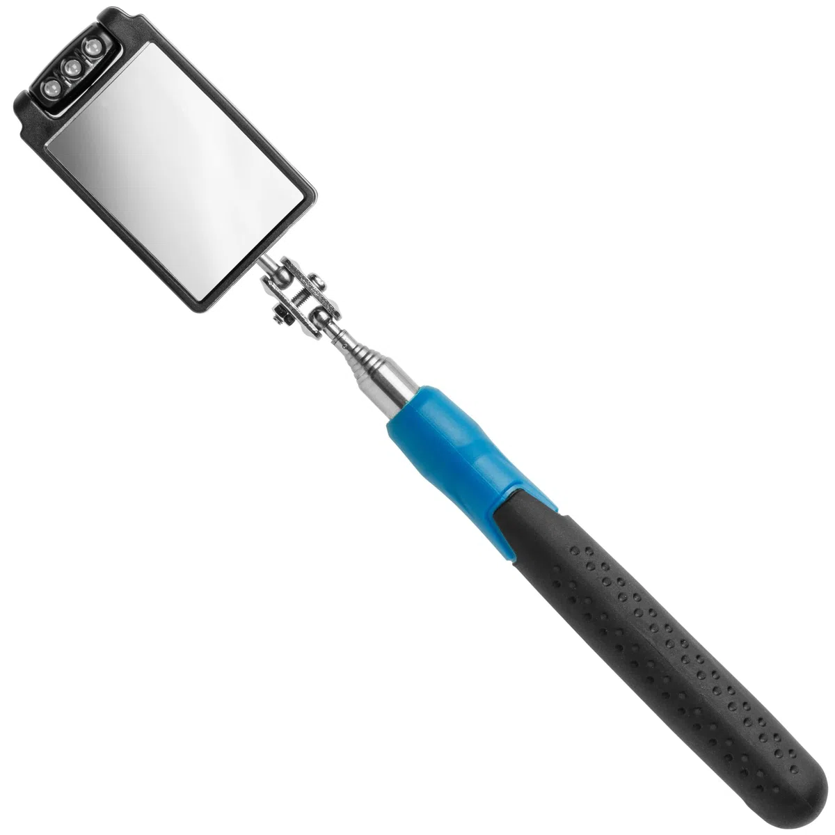 HÖGERT TECHNIK Espejo telescópico de inspección 50 x 80 mm con LED, extensible de 30 a 88 cm, cabezal de espejo giratorio, espejo telescópico con luz, espejo de inspección extensible, herramienta de