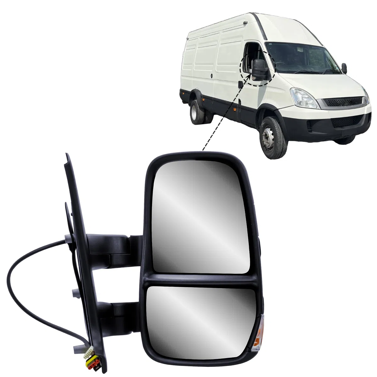 LONGLING Espejo retrovisor derecho eléctrico y calefactable con indicadores de dirección para IVECO Daily IV V camión 2006-2013
