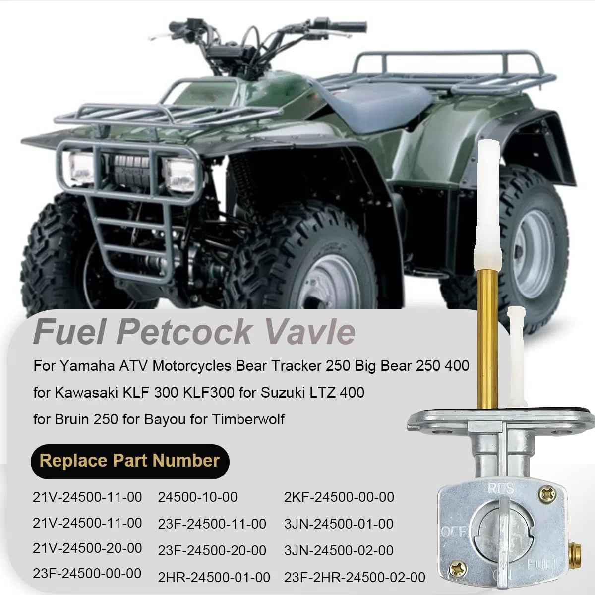 ZAMDOE Válvula de Purga de Combustible para Interruptor de Tanque, Llave de Purga de Combustible para Yamaha Motocicletas ATV Bear Tracker 250 Big Bear 250, 400 para Kawasaki KLF 300, KLF300