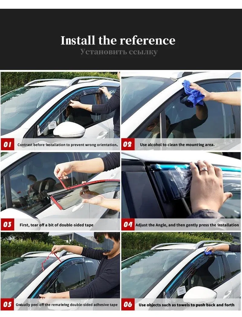 Deflector Ventana Lateral para 5 para CP 1999-2004 Visera Ventana Ventana Trasera Techo Parasol Lluvia Moldura Ventana Lateral Cromada Deflectores Viento Coche
