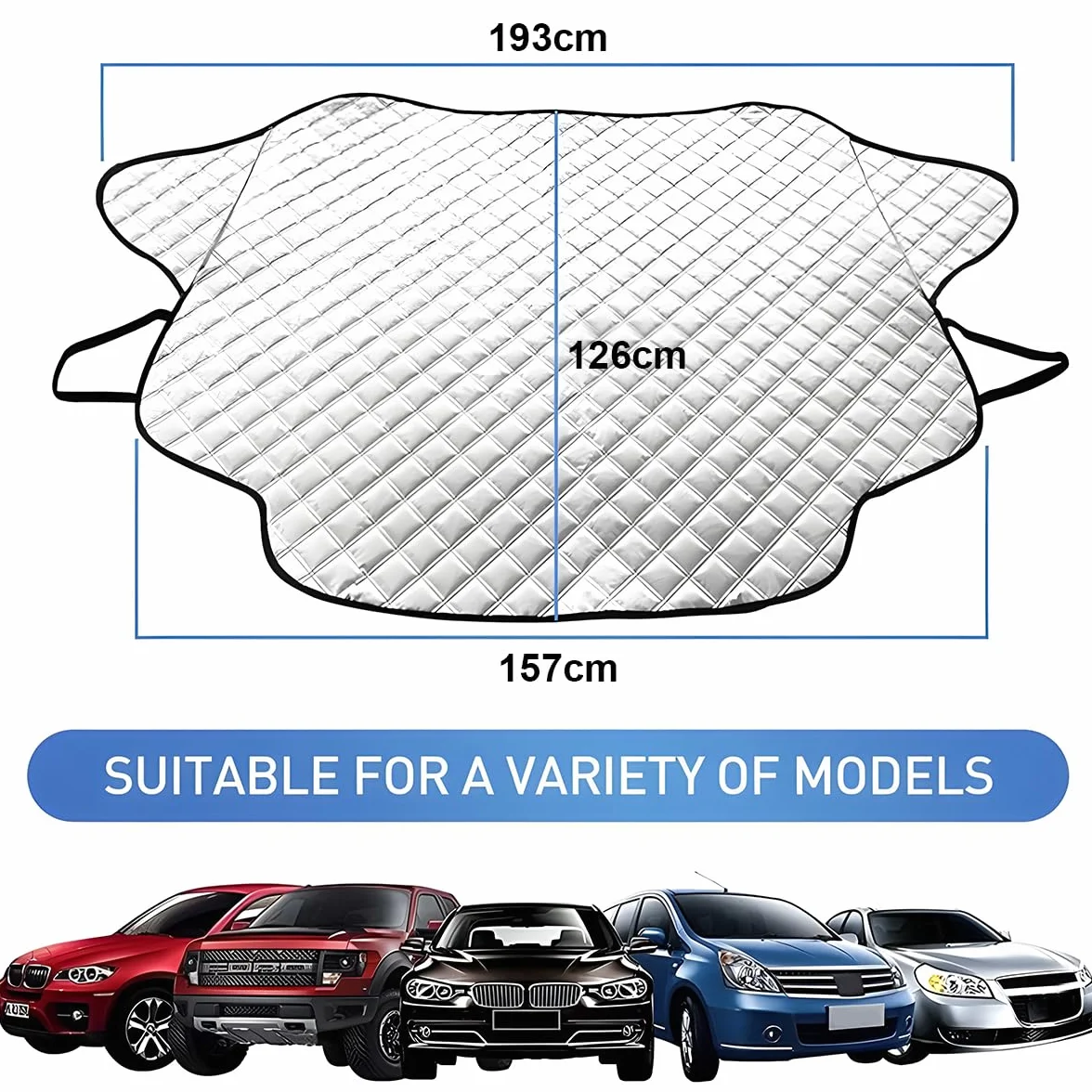 JNNJ Protector De Parabrisas, Protector Parabrisas Hielo Nieve, Funda Plegable Parabrisa Delantero, Cubre Parabrisas Universal Impermeable Rayos UV, Cubreparabrisas para Coche Furgoneta(190x126cm)