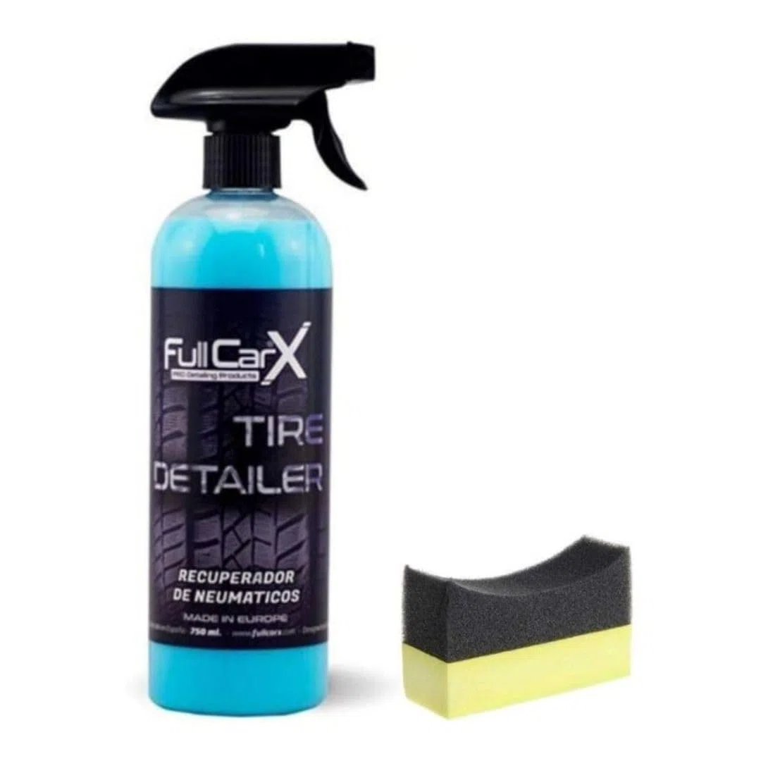 AutoFullCar - Pack Economy FullCarX - Recuperador de Neumáticos coche con Esponja aplicadora - Tire Detailer 750ml, Renovador Plásticos, Abrillantador Ruedas, Negro Intenso, Detailing Profesional