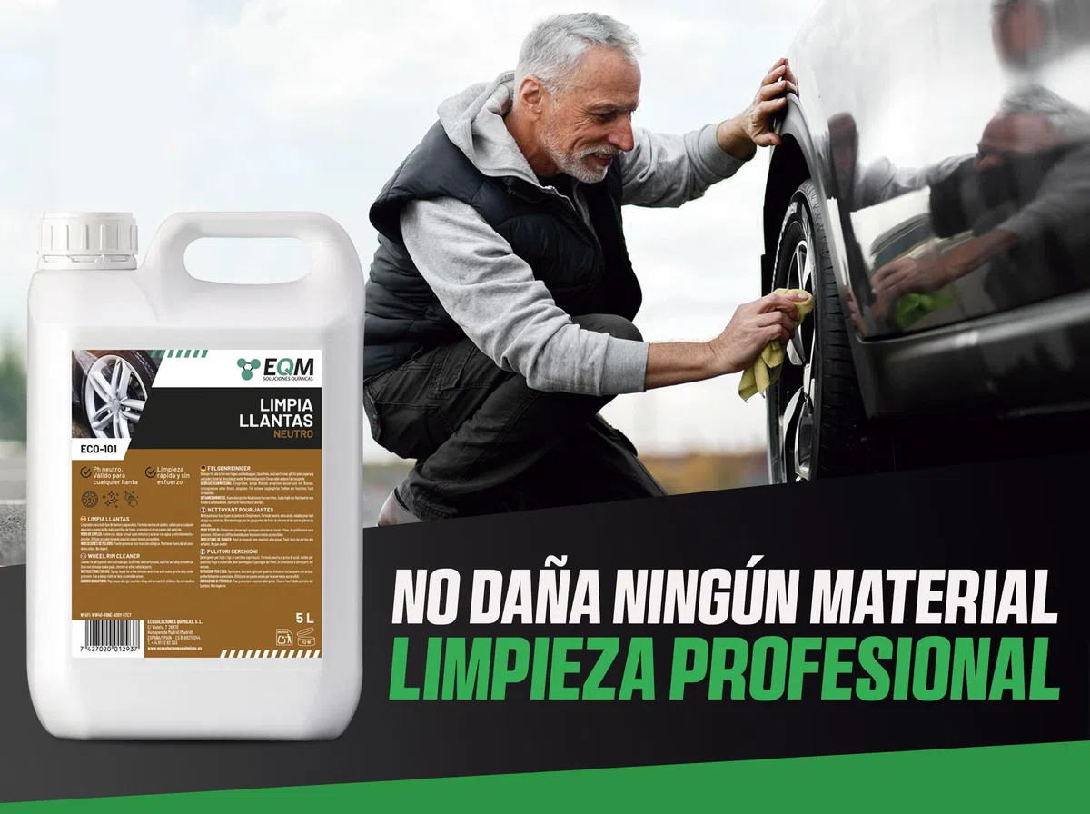EQM - ECO-101 - Limpia Llantas Coche - 5L - Sin ácidos, pH Neutro - Elimina la Suciedad sin Esfuerzo - Todo Tipo de Llantas - Potente y Seguro