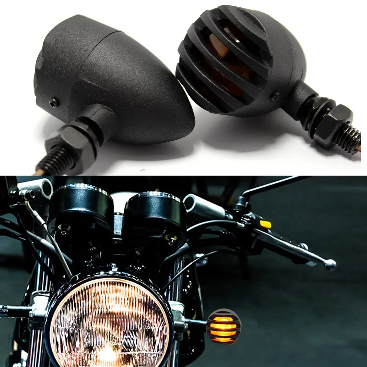 DREAMIZER Intermitentes Moto, 2pcs Ámbar Señal de Giro 12V Universales Motocicleta Luces Indicator Faros para Cruiser Bobber Chopper
