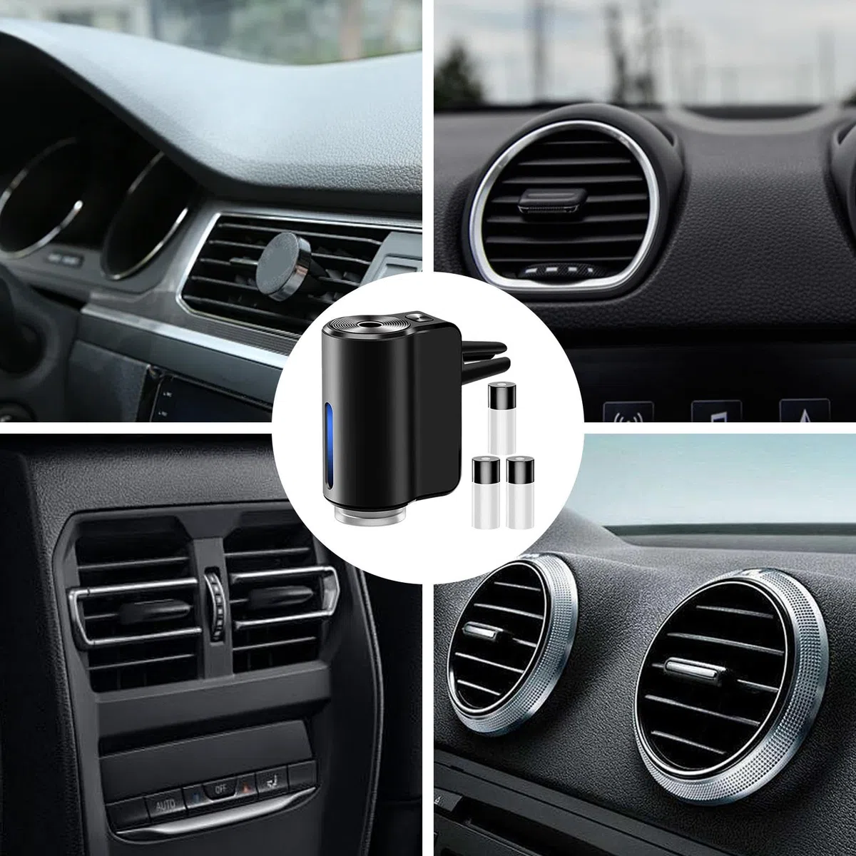 Difusor de fragancia inteligente para coche,Ambientador inteligente para coche - Ambientador para coche | Difusor de para coche ajustable de 3 modos, difusor de terapia para coche con 3 botellas de ac