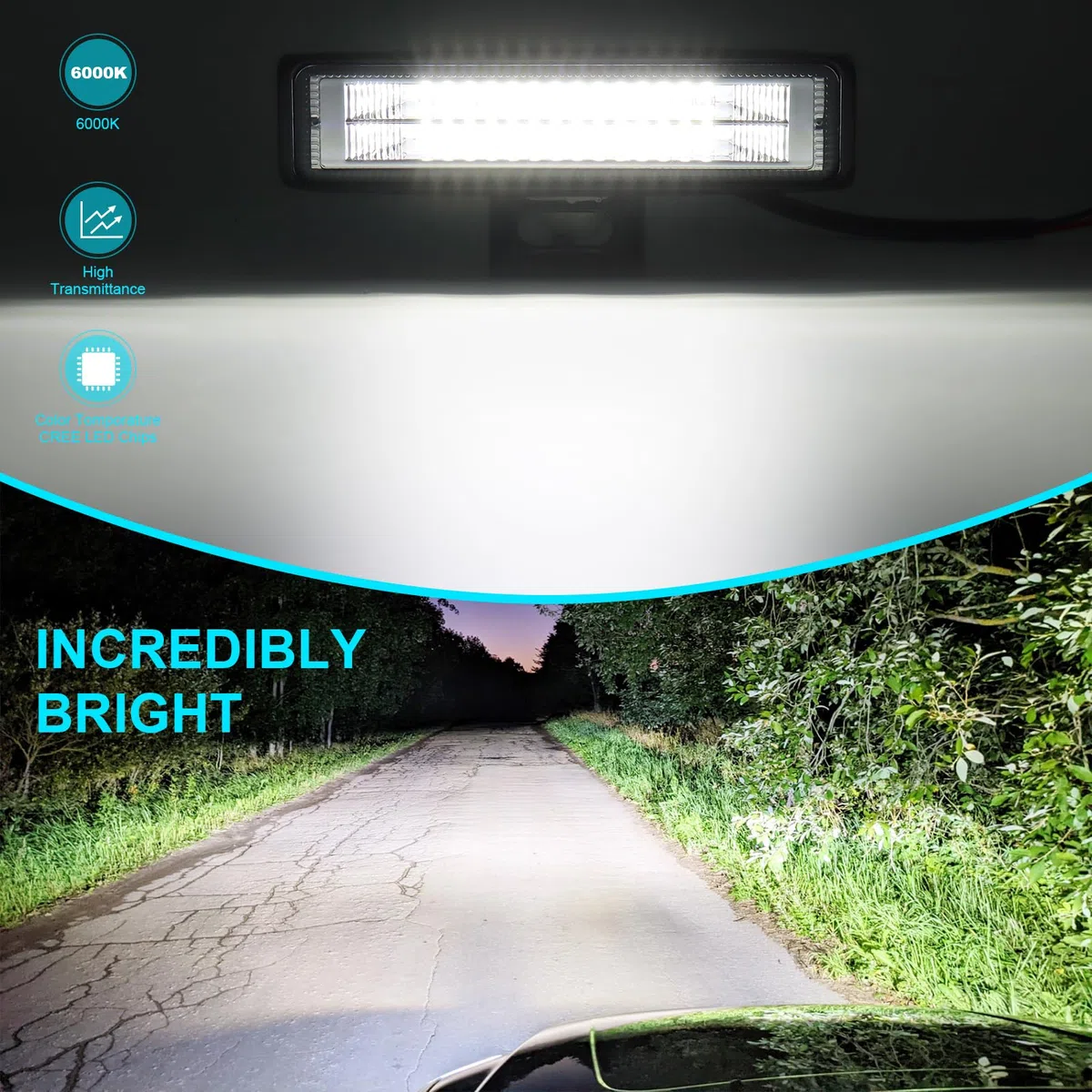 antom 15cm Barra de Luz LED para 4x4, 56W Faros Moto de Led 6000K Focos de Led 12v para Tractors, Barco, Moto de Montaña, Remolque, Camper