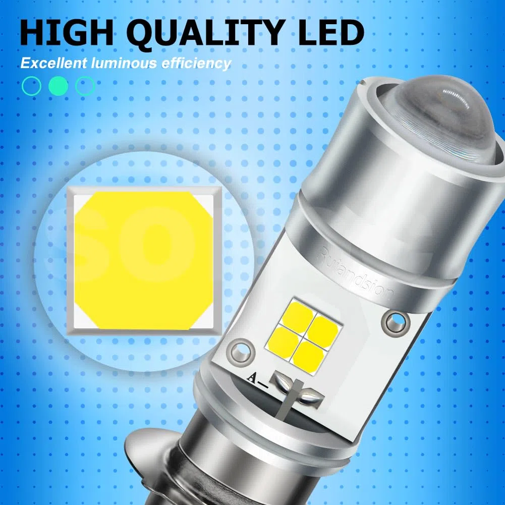 SOFOC P15D-25-1 (H6M) Faro moto/luz antiniebla 6000K Blanco haz puntual + 3000K Amarillo haz amplio Bombilla LED 12V 24V 9-60V AC/DC Compatibled 2 Unidades