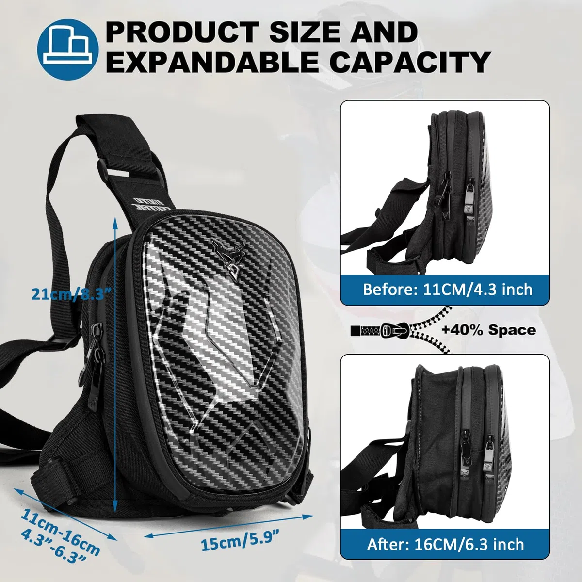 Riñonera para motocicleta con correas ajustables y extraíbles, almacenamiento expandible, reflectante, impermeable, para hombres y mujeres, ideal para ciclismo, equitación al aire libre