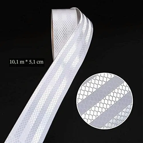 Cinta Reflectante Adhesiva, Res Istente Al Aguapegatinas Reflectantes Cinta De Seguridad Autoadhesiva para Coche Camión Motocicleta Barco Bicicleta Remolque Camper (10M*5CM / 2" X 33ft, Blanca)