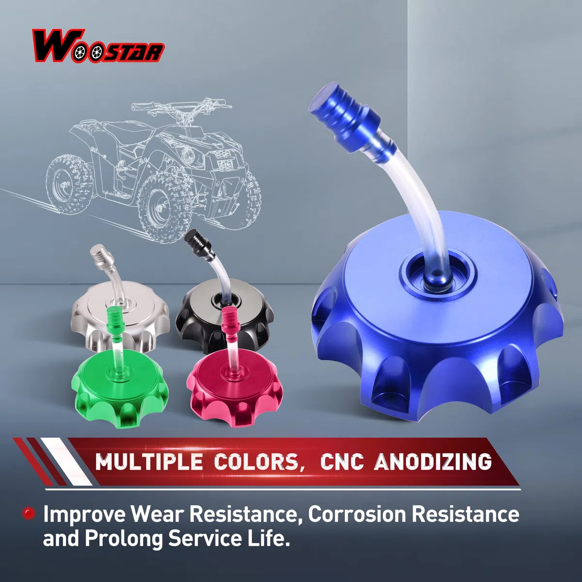 WOOSTAR Tapon Deposito Combustible Moto 49mm Reemplazo para Taotao Roketa Apollo SSR 50cc 70cc 110cc 125cc 150cc ATV Dirt Pit Bike Azul