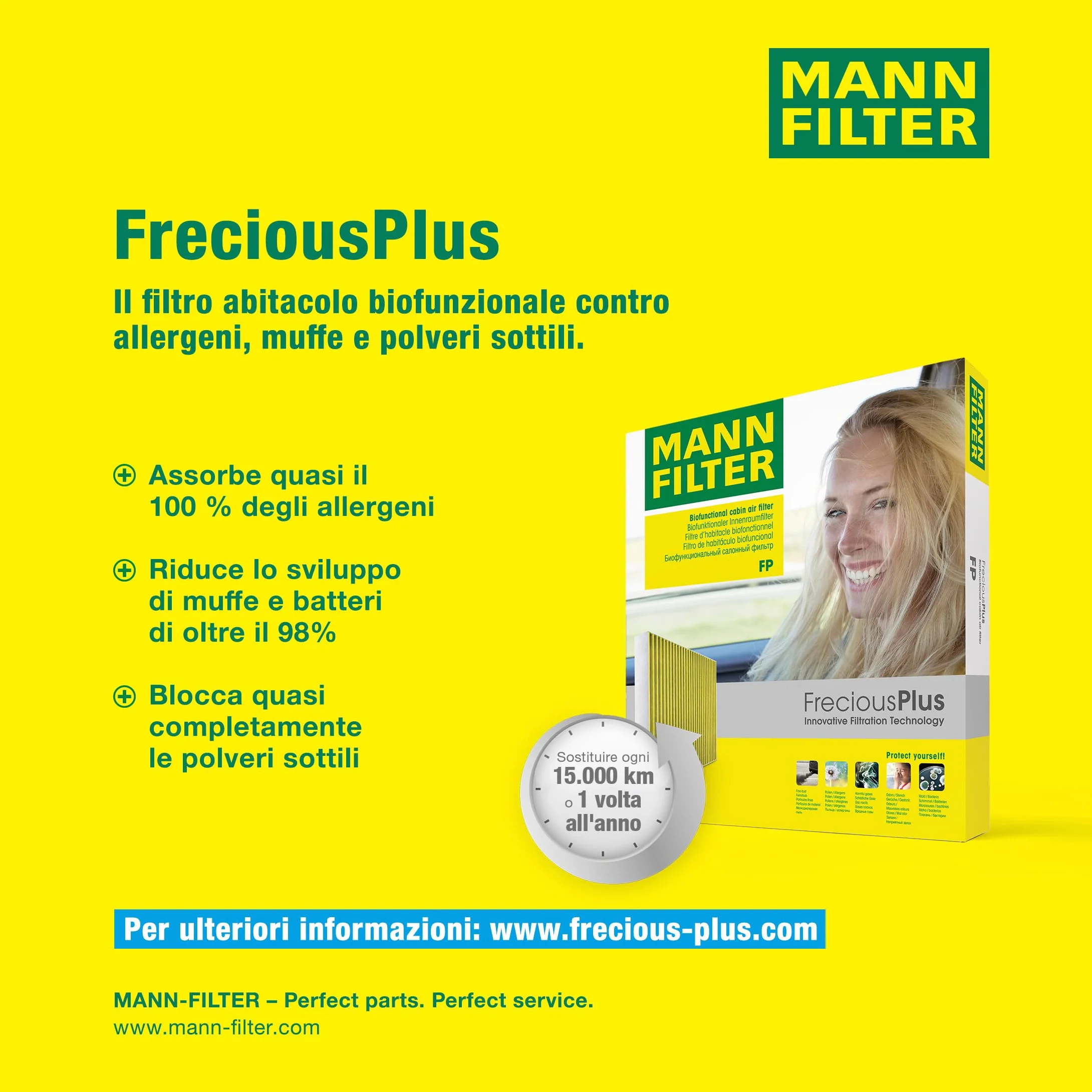 MANN-FILTER FP 26 021 Filtro de aire de cabina - FreciousPlus Filtro de Polen Biofuncional - para Automóviles + Vehículos de transporte