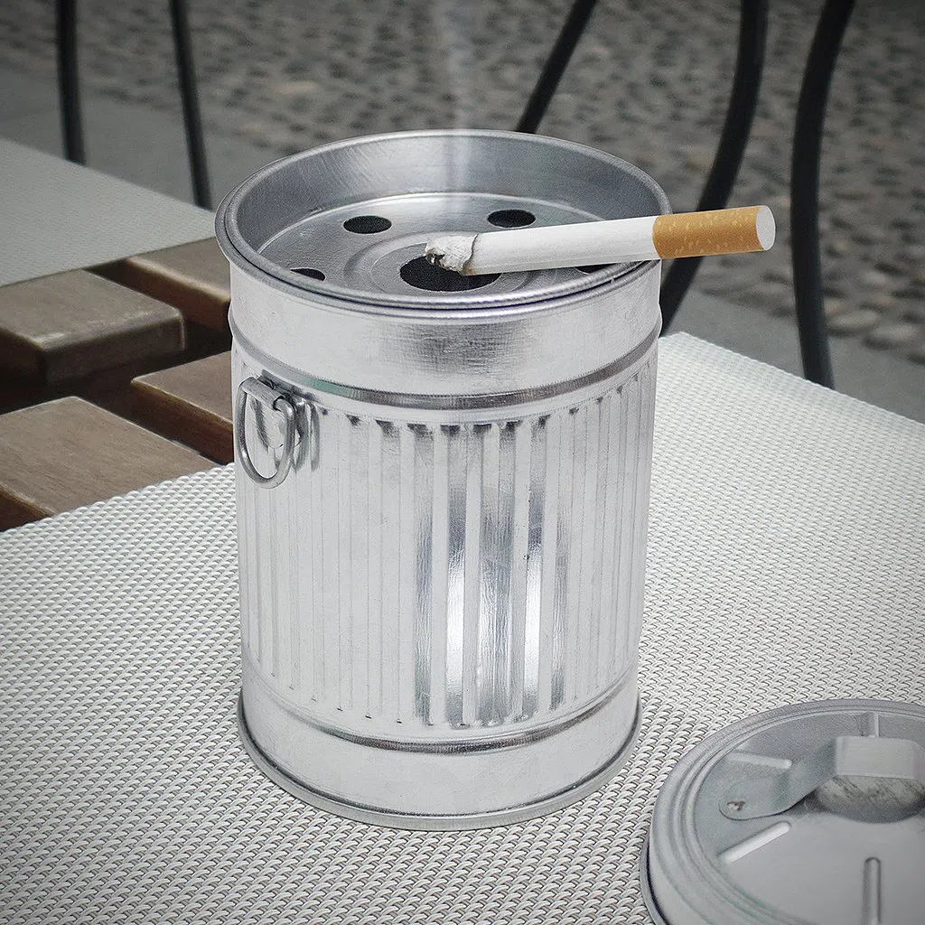Balvi Cenicero Garbage en forma de cubo de basura Con tapa Metal galvanizado 13cm