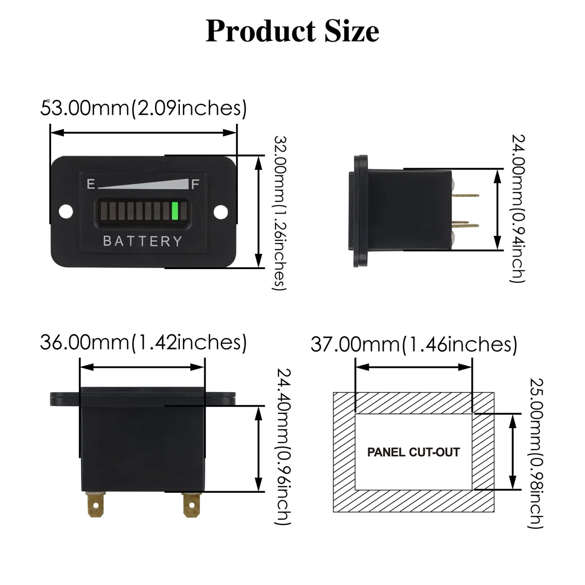 Indicador de batería Pantalla LED grande Voltímetro de plomo Ácido Traje para equipos de corriente continua, tales como carretillas elevadoras Carro de golf Equipo (LA-48V)