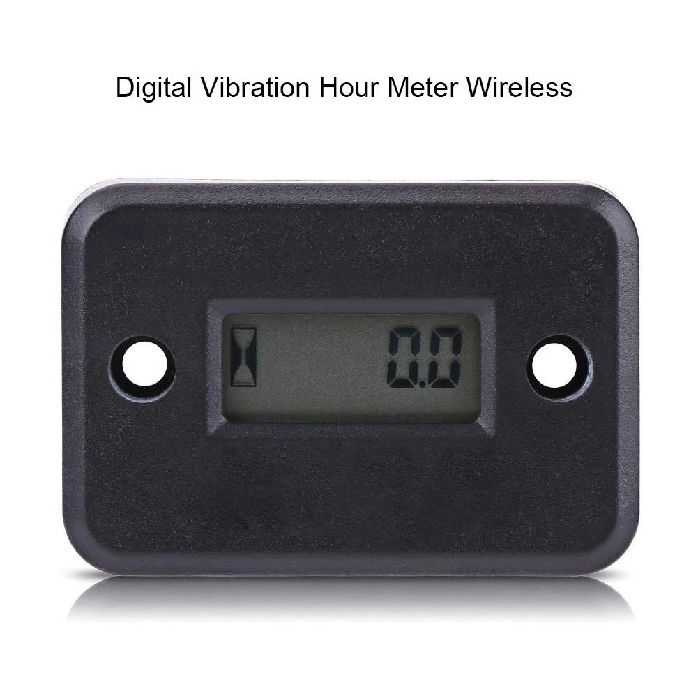 Medidor de Horas Digital, Medidor de Horas Vibración Inalámbrico, Ajuste Inalámbrico para Máquina Vibratoria, Medidor de Horas Inalámbrico Marino Motocicleta(Negro)