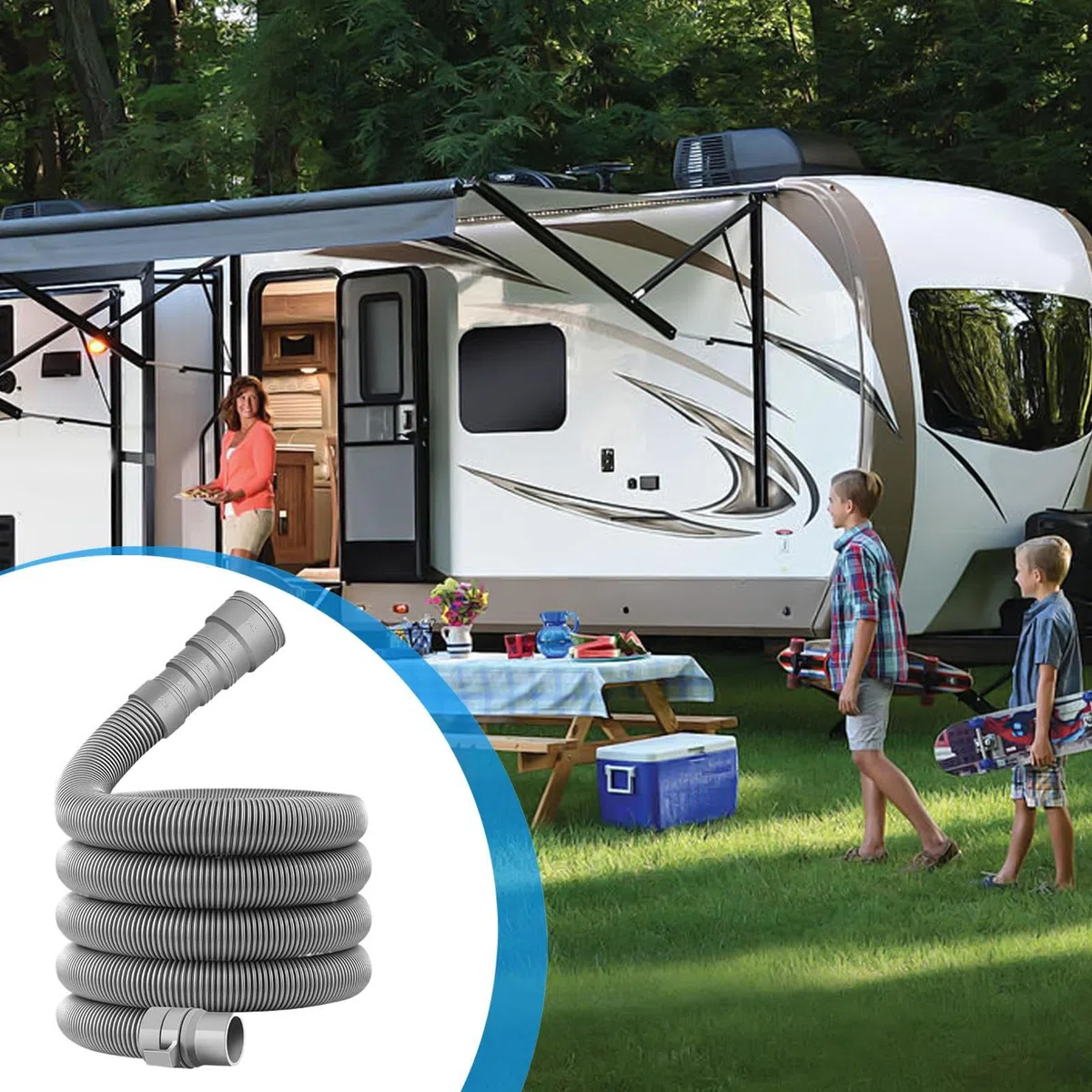 Manguera para Fosa Séptica - Conducto De Desagüe Para Caravanas | Tubo Plegable Ajustable para Vehículo de Camping, Acampada y Vacaciones al Aire Libre