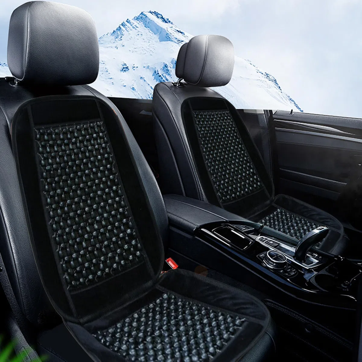 Cojín de asiento del conductor del automóvil con cuentas de madera, cubiertas de asiento de cuentas naturales para automóviles, cubiertas de asiento con cuentas enceradas pulidas transpirables, cubie