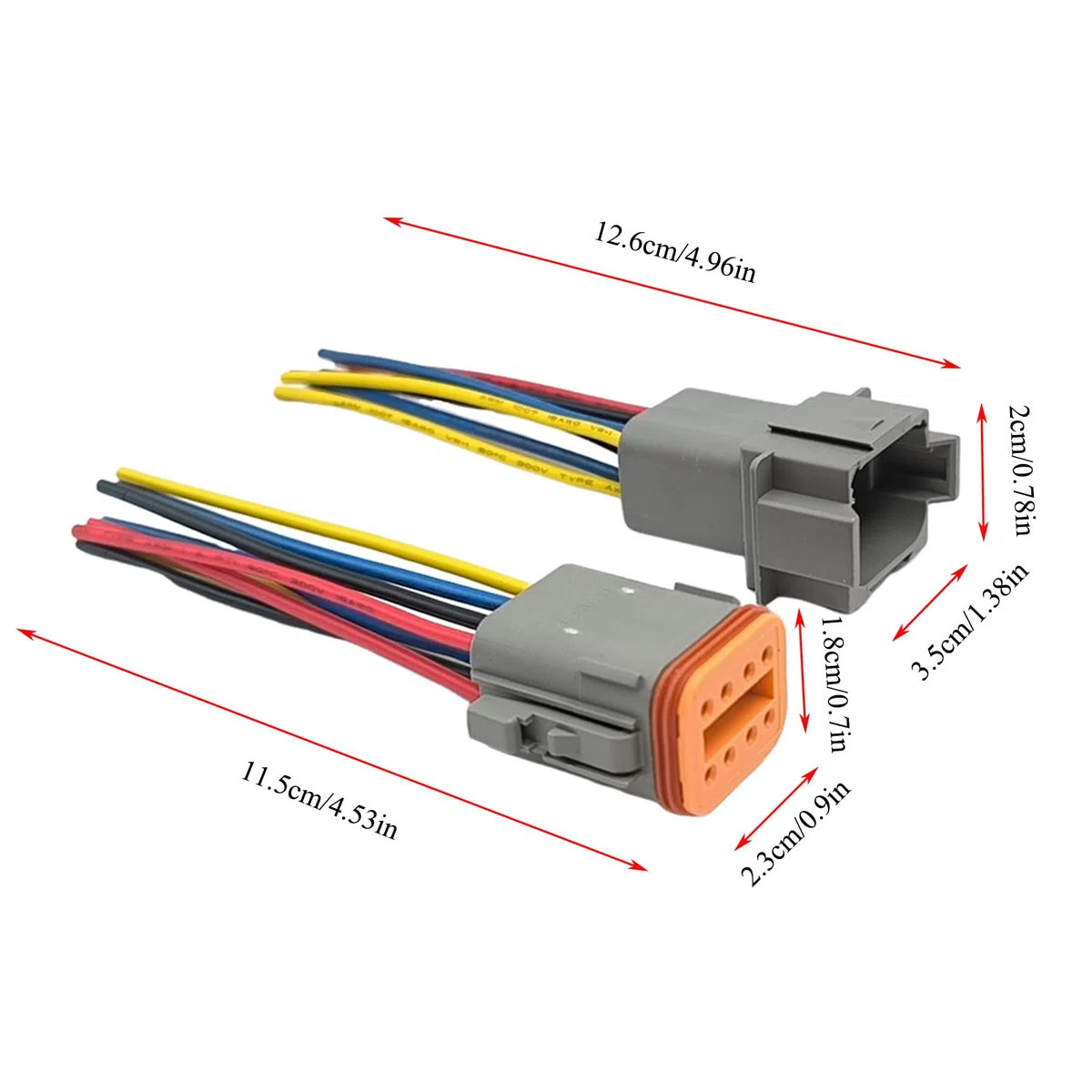 2 juegos de conectores DT de 8 pines para coche (macho y hembra) con cables de 16 AWG para coche, camión, barco, LED