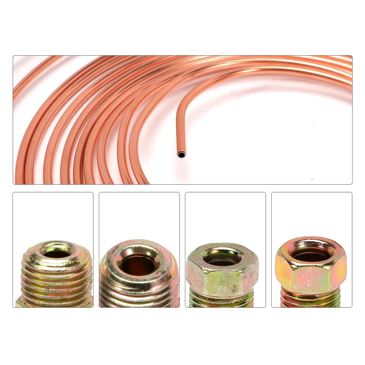 Tubo de freno 7,6 m, Manguera de freno Recubrimiento de aleación de cobre OD 4,75 mm, kit de conducción general de freno de 3/16 pulgadas de repuesto para automóviles con 16 tuercas