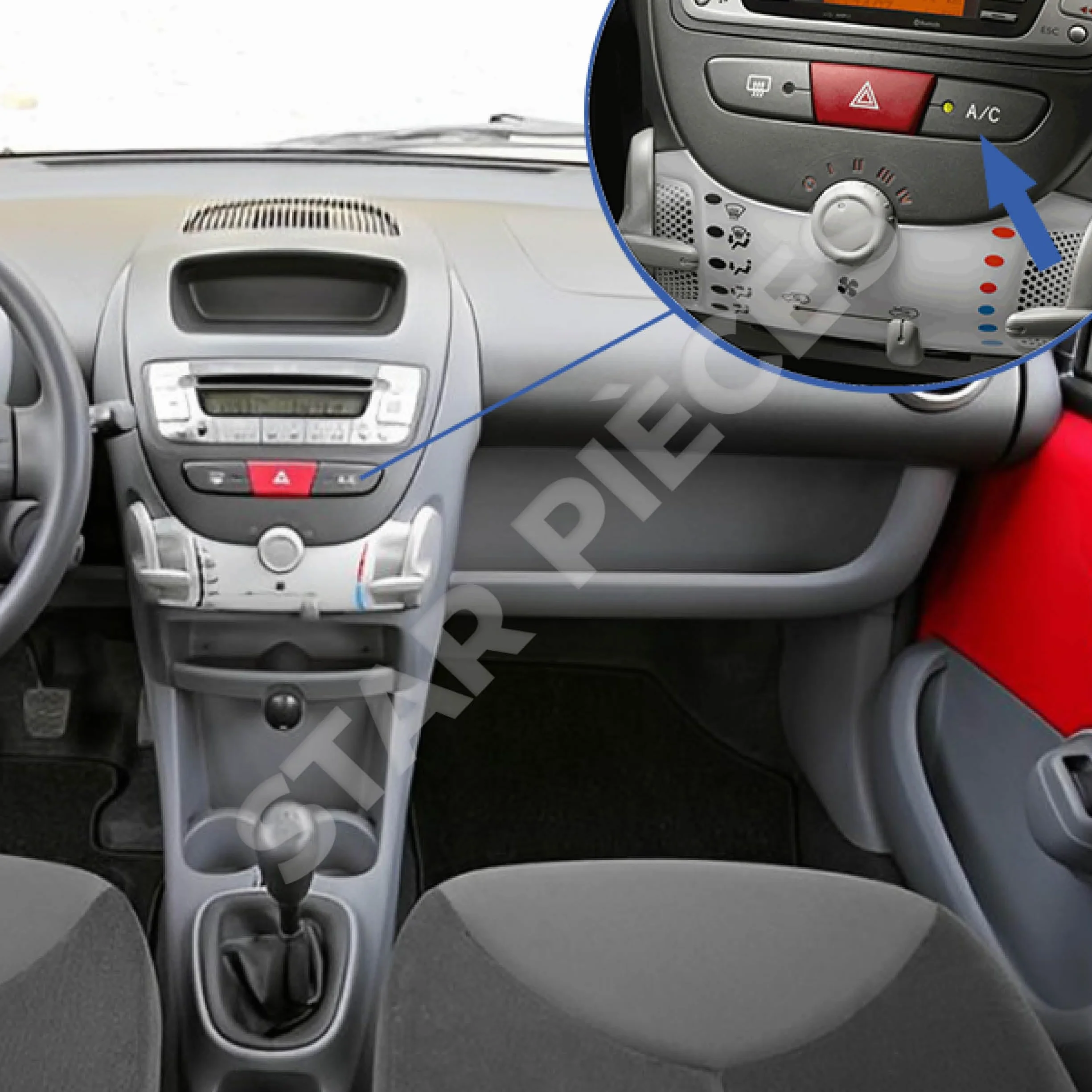 Interruptor de aire acondicionado compatible para C1, 107 y Aygo (2005-2014) botón de aire acondicionado | 6554KX