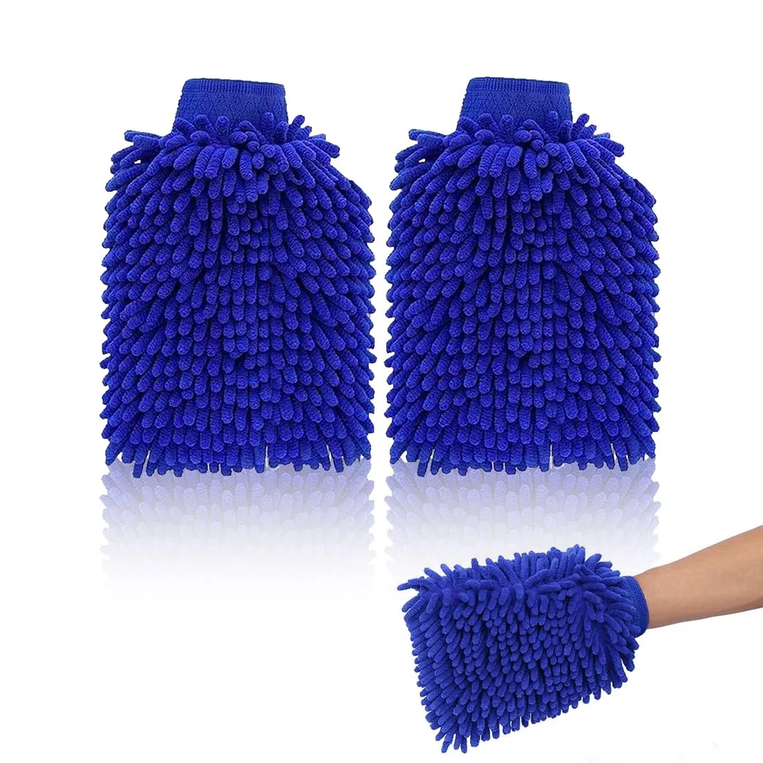 EIHI 2 Piezas Guante de Lavado de Autos, Esponja de Lavado de Autos, Guante de Lavado de Accesorios para Autos, Guante de Limpieza de Autos Antiarañazos, Guante de Chenilla de Doble Cara