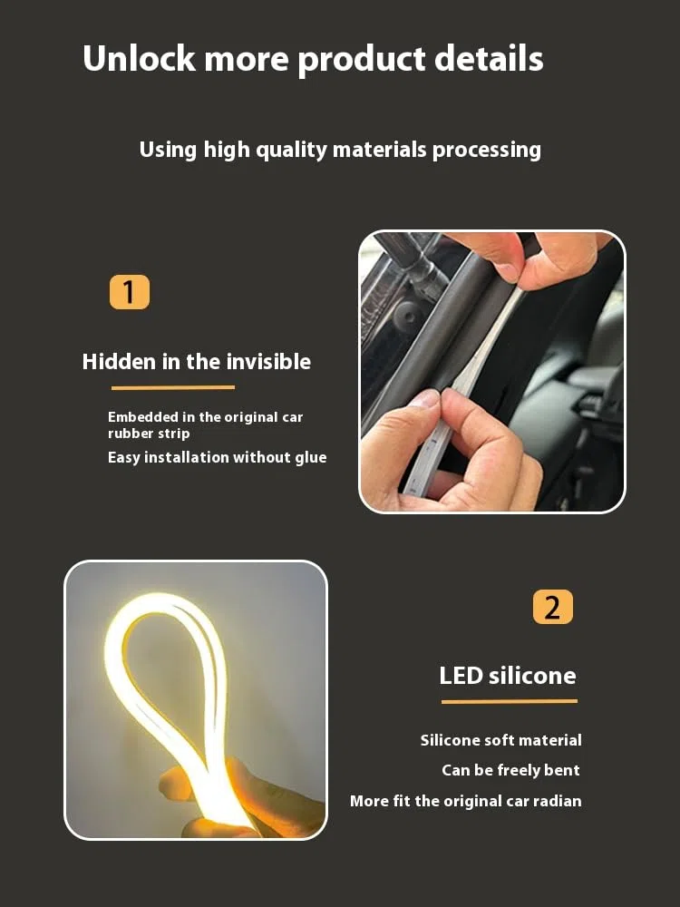 Dynamic Flowing Car Trunk Light Strip, Trunk Led Light Strip，Led Strip Lights for Car Trunk Cargo Area or Interior Illumination Decoration (White,Half Circle 2 m/78 in)
