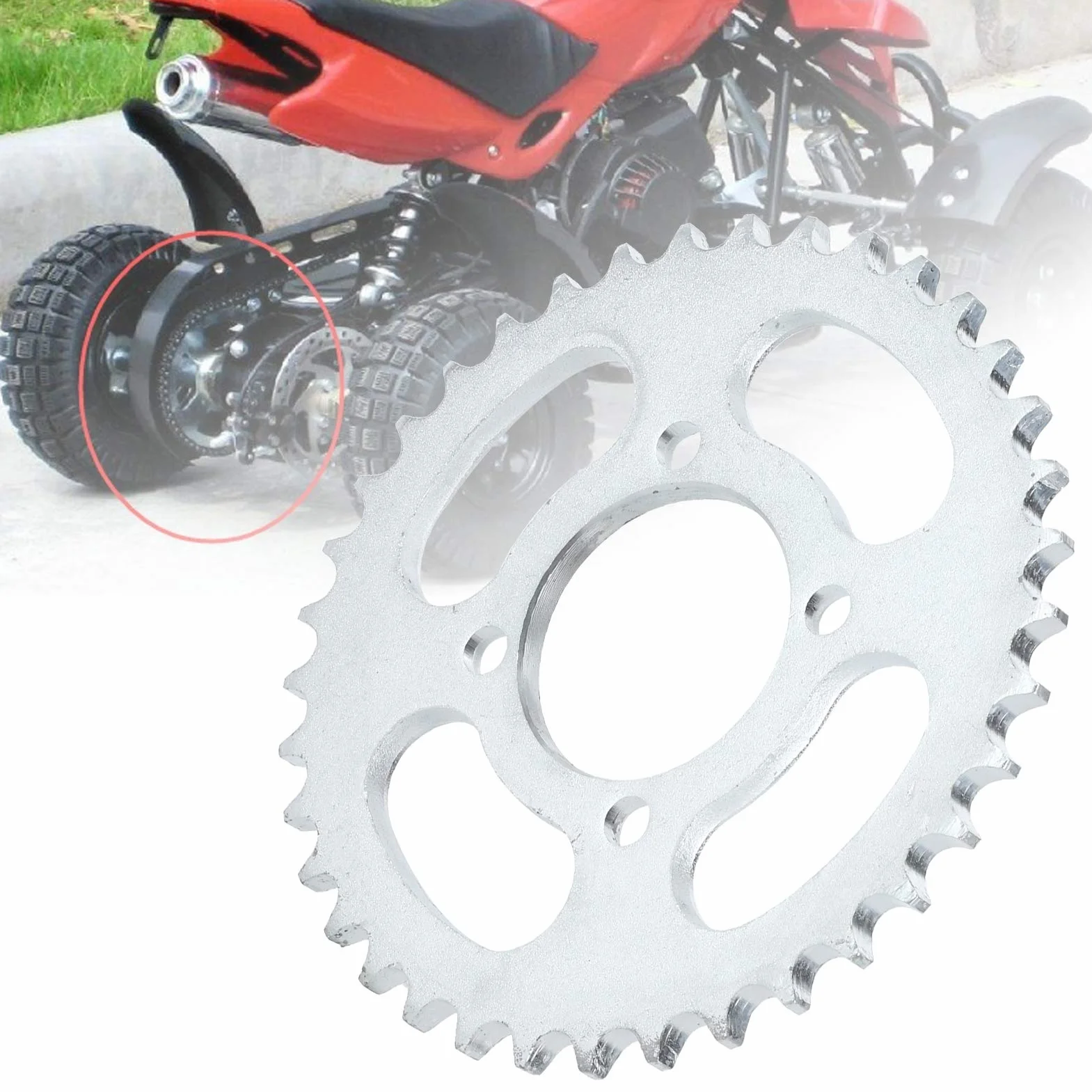 Piñón trasero, Akozon 37 dientes 428 cadena Piezas de piñón de rueda trasera para Pit Trail Quad Dirt Bike ATV 110