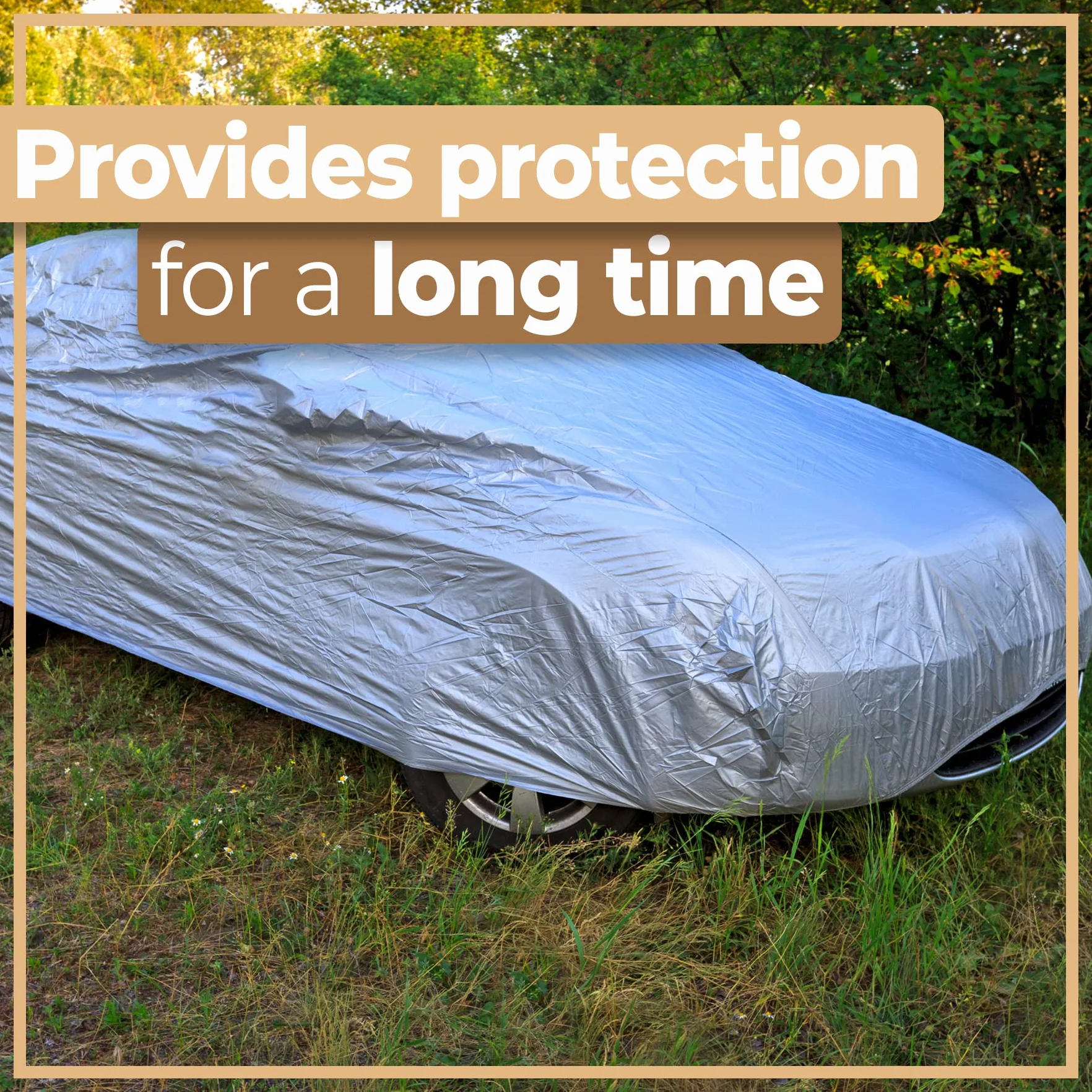 Retoo Funda Impermeable para Coche, Protección UV y contra Lluvia, PEVA, Talla L 480 cm x 175 cm x 120 cm, con Banda Elástica, Plata-Gris