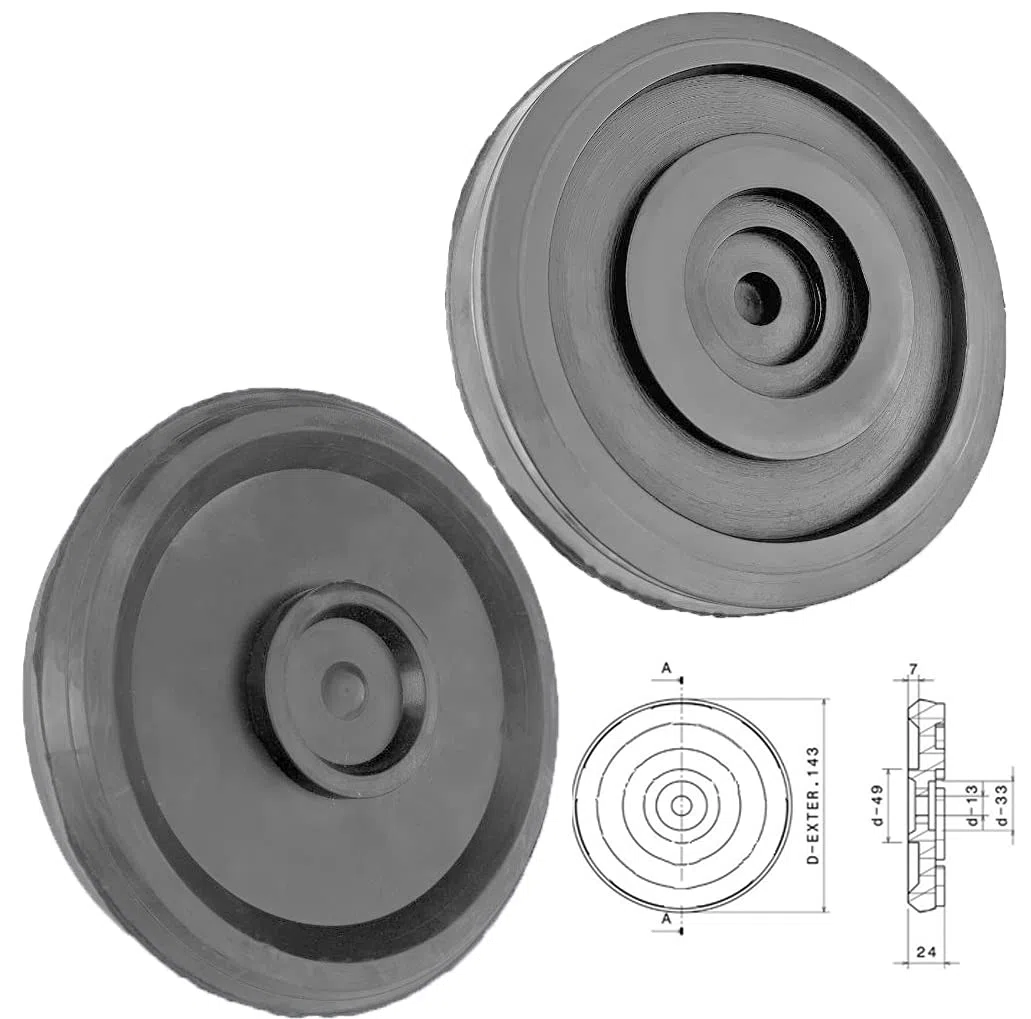 TACO DE GOMA 143 mm PARA ELEVADORES DE COCHES OMCN, ROGEN
