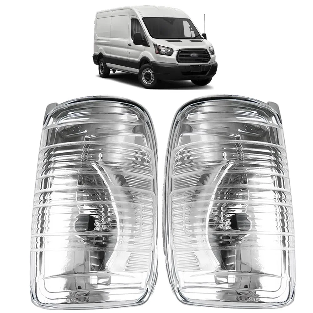 ROBUST - Juego de lentes de luz indicadora de espejo retrovisor transparente izquierdo y derecho para Ford Transit Mk8 2014-2019 BK3113B382AB BK3113B381AB 1847387 1847389
