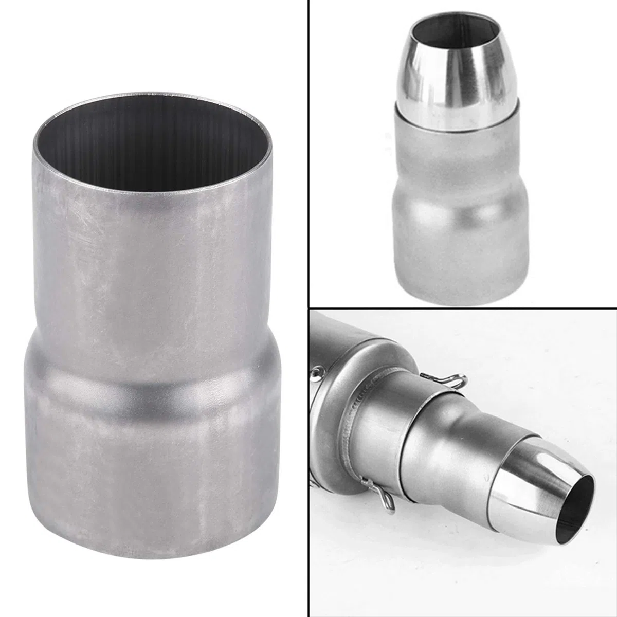 Adaptador de escape, conector de silenciador reductor de adaptador de tubo de escape de motocicleta de 51 mm a 60 mm, acero inoxidable