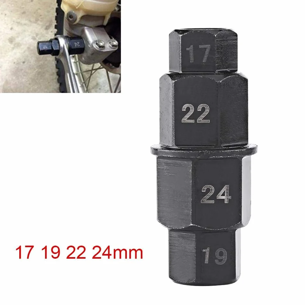Herramienta Eje Hexagonal, 4 en 1 para Tamaños 17 19 22 24mm Llave Allen Moto Herramienta para Rueda Trasera Delantera for Mecánicos Aficionados y Mantenimiento de Motocicletas