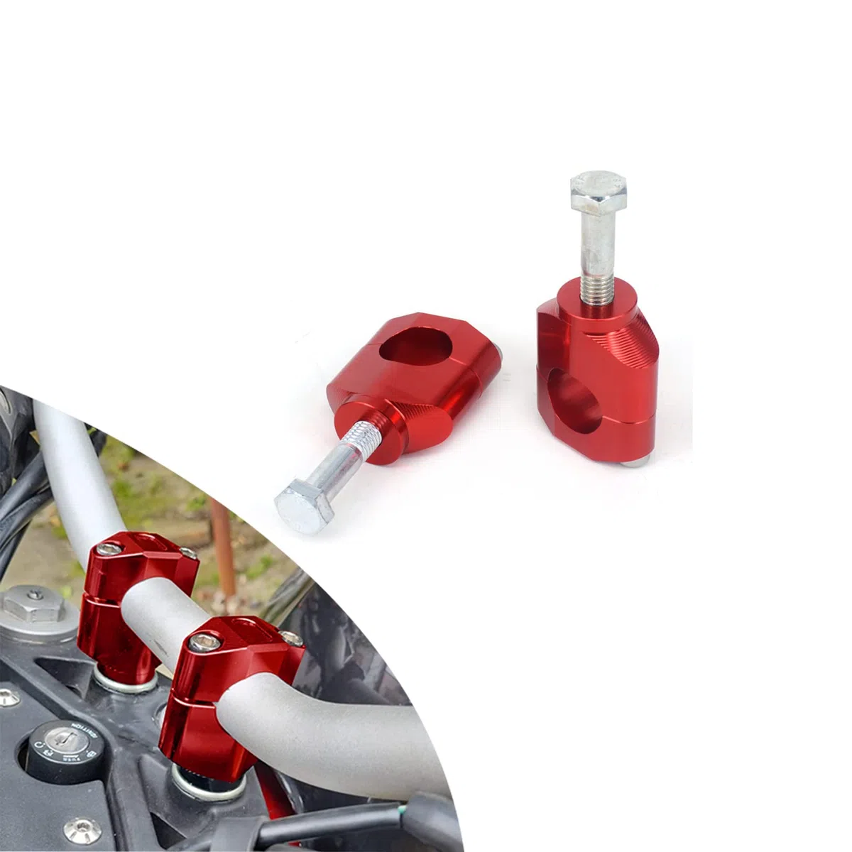 Soporte de la Abrazadera Montaje manija Motocicleta CR125R CR250R CRF250R CRF450R CRF450RX CRF250X CRF450X (1 1/8 "28MM) (Rojo)