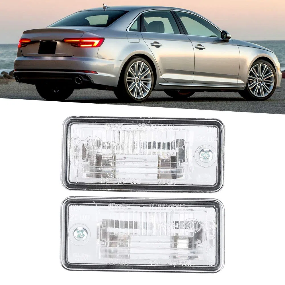 Qiilu Par de luces de matrícula 8E0807430A 8E0807430B para C6 D3 RS4 T7z394, Transparent