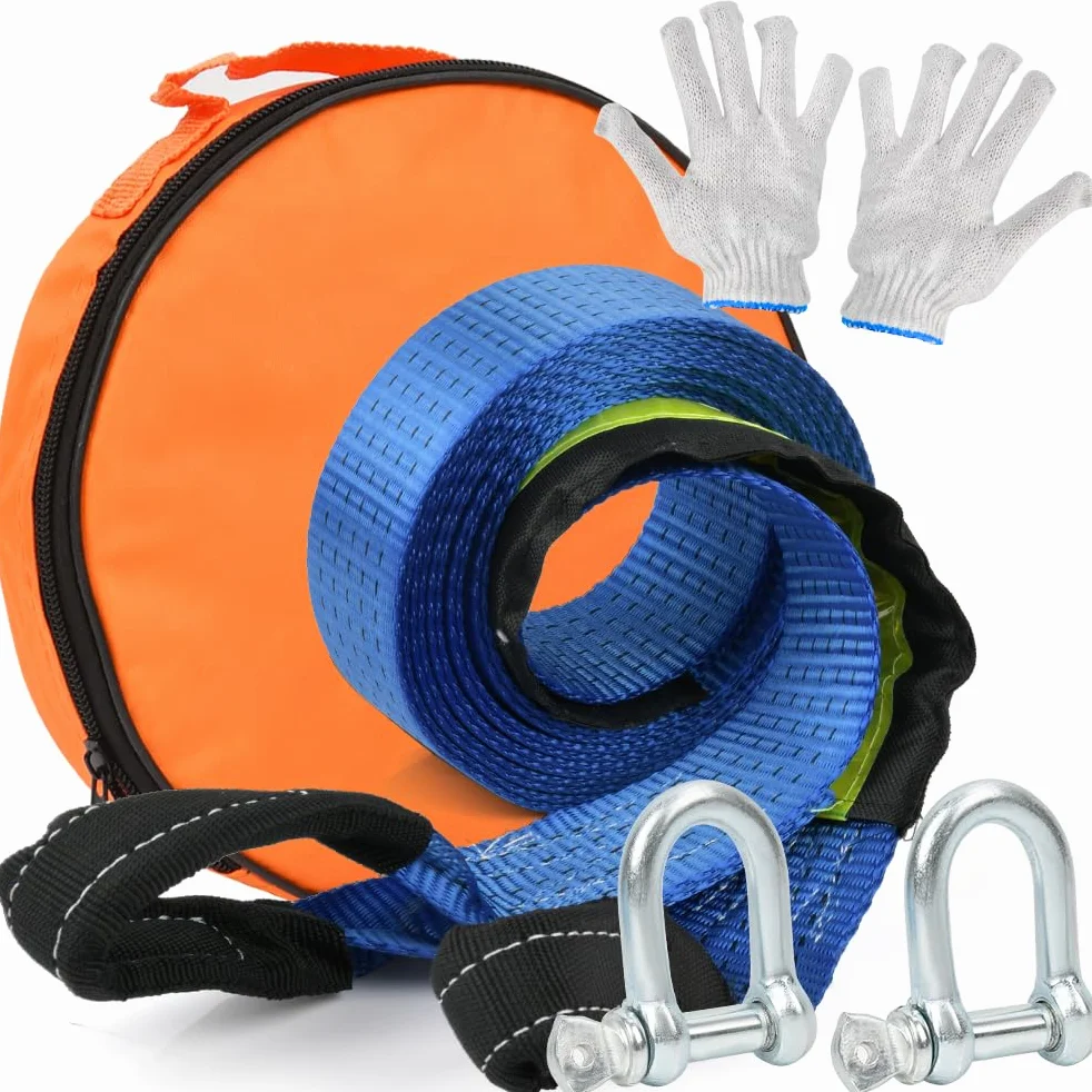 OTYMIOW Cuerda de Remolque Universal 8T para Coche 4,8m×5cm Kit de Cuerda de Remolque de Emergencia para Coche Cable de Recuperación Todoterreno Universal, CuerdaRemolqueCoche